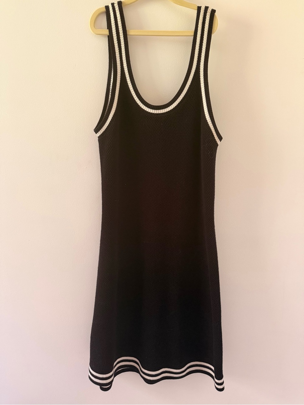 ALO Yoga Black Knit Tank Dress with White Trim - Picture 5 of 7